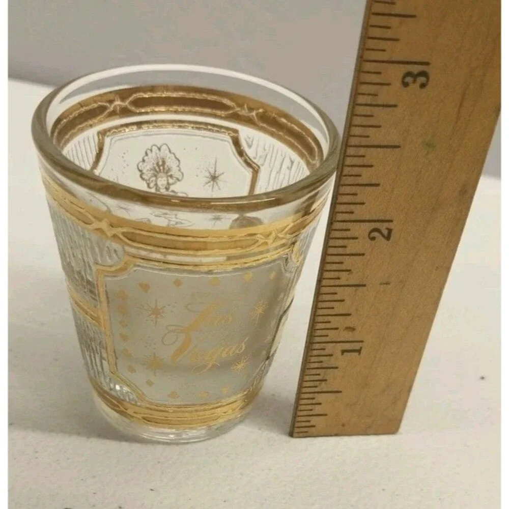 Vintage Culver Las Vegas Shot Glass 22k Gold Foil USA Textured Barware